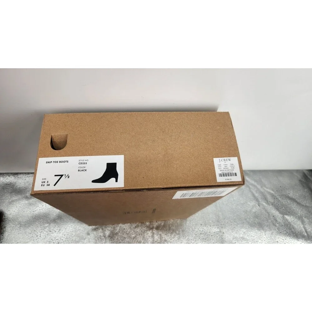 J. Crew Womens 7.5‎ Black Snip Toe Booties Shoes New With Box